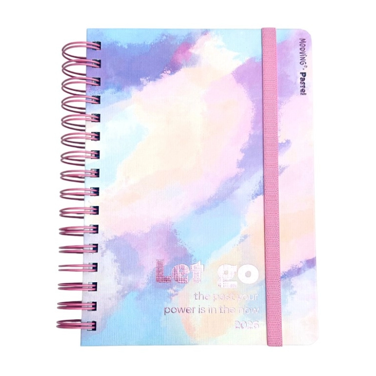 Agenda Mooving 2026 Pastel Let Go con Espiral dia por pagina 15x21 Art.1405210